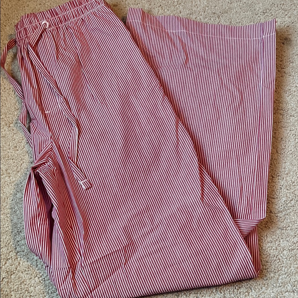 H&M Burgundy and White Striped Pants